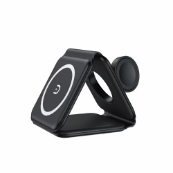 Hot selling 15W fast charging foldable 3 in 1 magnetic wireless charger with stand for iphone