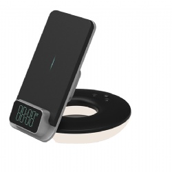 New 15W fast charging desk lamp wireless charger with stand & clock for iphone